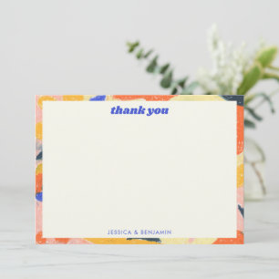 Tarjeta De Agradecimiento Chupinada Retro Abstracta Botánica Personalizada p