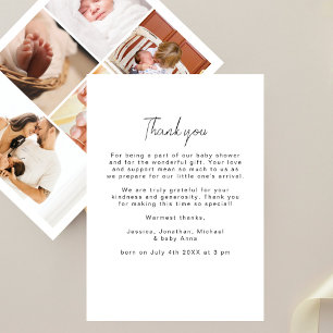 Tarjeta De Agradecimiento Chupinada Simple Moderno de 5 Fotos para Baby Show