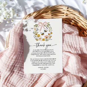 Tarjeta De Agradecimiento Chupito bohemio de abeja y flores silvestres