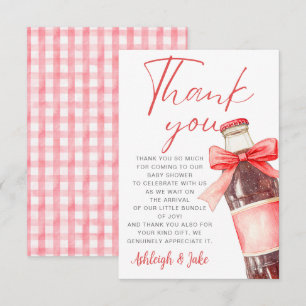 Tarjeta De Agradecimiento Chupito de Bebé con Lazo Rojo Baby Shower