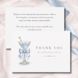 Tarjeta De Agradecimiento Chupito de bebé con un lazo azul para baby shower
