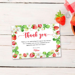 Tarjeta De Agradecimiento Chupito de Fresa para Baby Shower