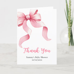 Tarjeta De Agradecimiento Chupito de lazo coquette rosa para baby shower