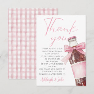 Tarjeta De Agradecimiento Chupito de Soda Rosa Baby Shower
