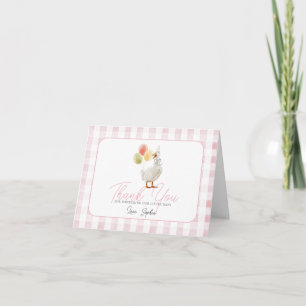 Tarjeta De Agradecimiento Chupito Tonto de Baby Shower Rosa a Cuadros