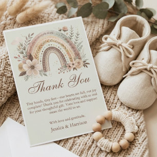 Tarjeta De Agradecimiento Chuva de colores y flores Baby Shower