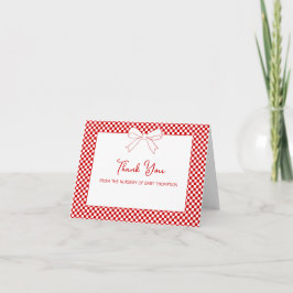Tarjeta De Agradecimiento Ciao Baby! Italian Red Bow Gingham Baby Shower