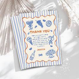 Tarjeta De Agradecimiento Ciao Baby Limón Italiano Dibujado a Mano Cumpleaño