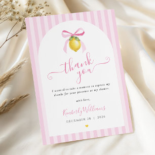 Tarjeta De Agradecimiento Ciao Bambina Ducha de Bebé de Limón Italiano