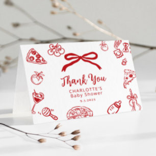 Tarjeta De Agradecimiento Ciao Bambino Pizza Caprichoso Baby Shower
