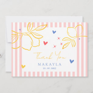Tarjeta De Agradecimiento Ciao Bella Limón Bridal Shower Dibujado a Mano Gra