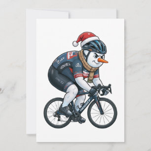 Tarjeta De Agradecimiento Ciclista de muñeco de nieve Navidad 2026 Ciclismo 