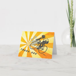 Tarjeta De Agradecimiento Ciclistas viales con bicicleta retro Sunburst