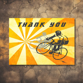 Tarjeta De Agradecimiento Ciclistas viales con explosión de sol retro