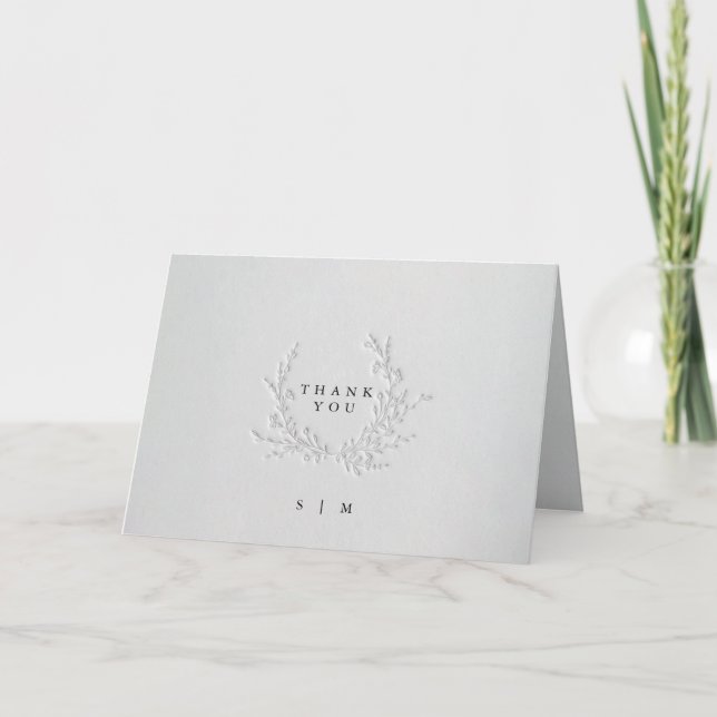 Tarjeta De Agradecimiento Ciego Falso Minimal Deboss Algodón Casamiento Dobl (Anverso)