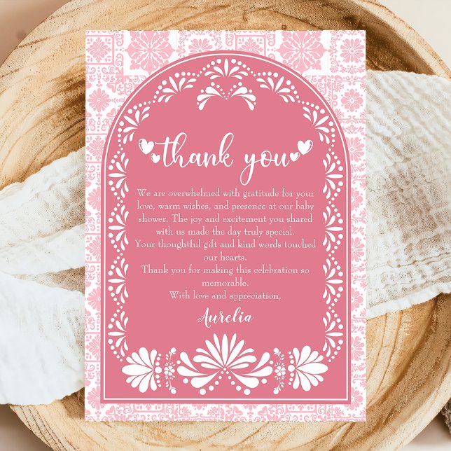 Tarjeta De Agradecimiento Cielito lindo Baby Shower mexicano rosa polvorient (Subido por el creador)