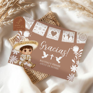 Tarjeta De Agradecimiento Cielito Lindo Bautizo y 1er Cumpleaños Gracias