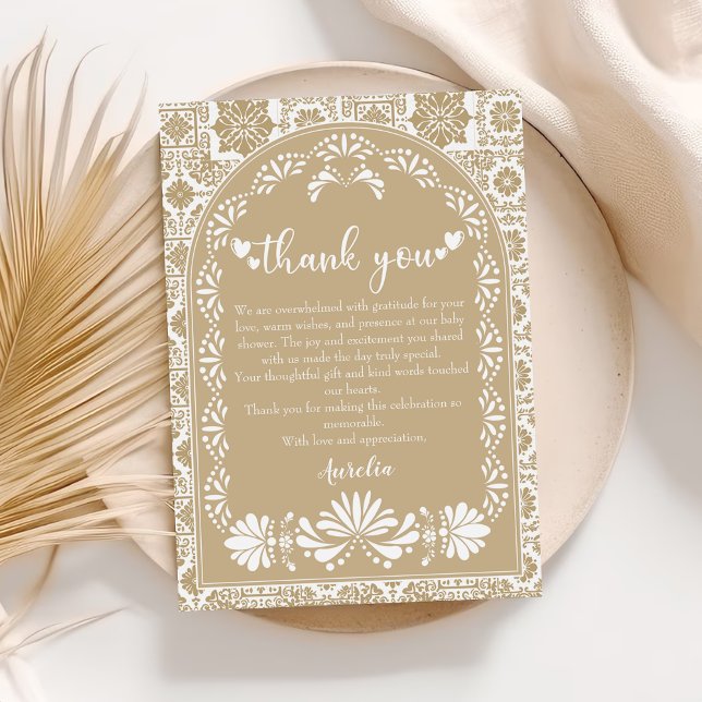 Tarjeta De Agradecimiento Cielito lindo Beige Baby Shower mexicano (Subido por el creador)
