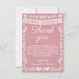 Tarjeta De Agradecimiento Cielito Lindo Blush Pink Papel Picado Baby Shower