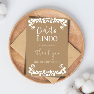 Tarjeta De Agradecimiento Cielito Lindo Talavera Fiesta mexicana Baby Shower
