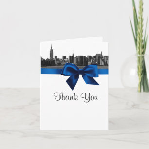 Tarjeta De Agradecimiento Cielo amplio de NYC grabado en azul real agradecim