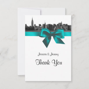 Tarjeta De Agradecimiento Cielo amplio de NYC grabado en BW azul turquesa Gr
