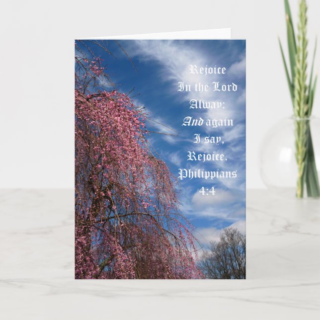 Tarjeta De Agradecimiento Cielo de abril con filipinas 4:4 (Anverso)