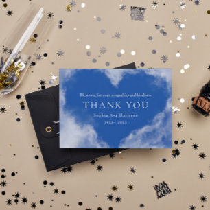 Tarjeta De Agradecimiento Cielo de Corazón Blanco Foto Personalizada Funeral