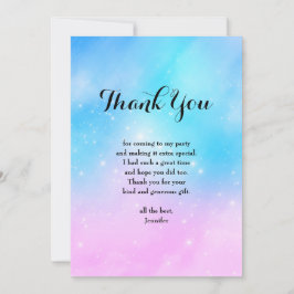 Tarjeta De Agradecimiento Cielo de gradiente rosa y azul pastel