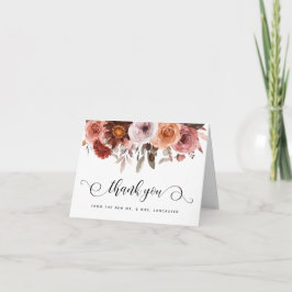 Tarjeta De Agradecimiento Cielo en Rosa, Rubor y Floral Burgundy