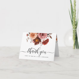 Tarjeta De Agradecimiento Cielo en Rosa, Rubor y Floral Burgundy