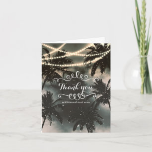 Tarjeta De Agradecimiento Cielo Nocturno Encantado Palmeras y Luces de Caden