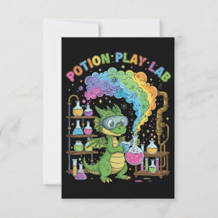 Tarjeta De Agradecimiento Científico Dragón Adorable Laboratorio de Juego