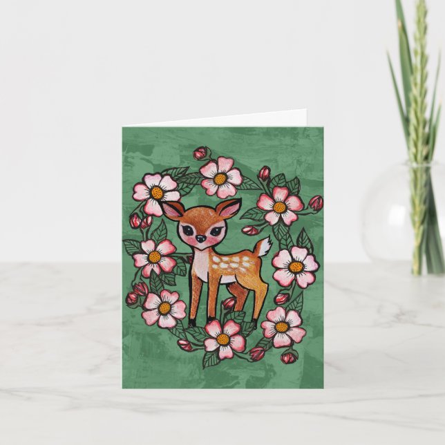 Tarjeta De Agradecimiento Cierva Floral                                      (Anverso)