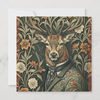 Tarjeta De Agradecimiento Ciervo de Bosque Elegante Caballero Vintage