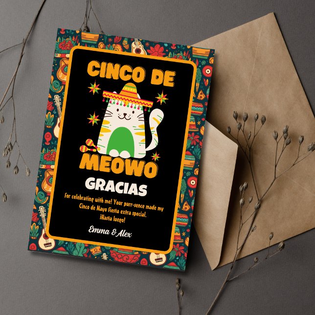 Tarjeta De Agradecimiento Cinco De Mayo - Gato lindo Gracias (Subido por el creador)