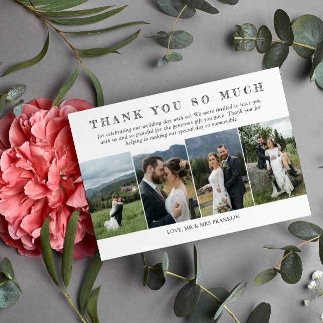 Tarjeta De Agradecimiento Cinco Fotos Bodas Esbozadas Fuente Gracias (Subido por el creador)