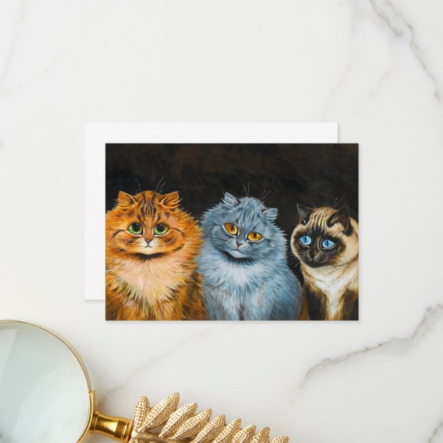 Tarjeta De Agradecimiento Cinco gatos de Louis Wain (Anverso/Reverso In Situ)