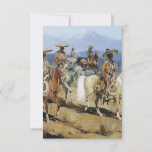 Tarjeta De Agradecimiento Cinco vaqueros a caballo de Edward Borein