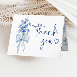 Tarjeta De Agradecimiento Cinta Bow Blue Delphinium Algo Boda Azul