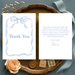 Tarjeta De Agradecimiento Cinta Coquette Azul Polvoriento Baby Shower