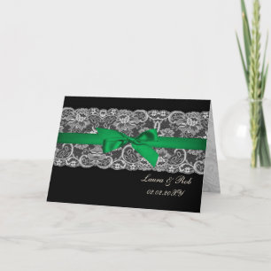 Tarjeta De Agradecimiento Cinta de encaje falso boda verde esmeralda Gracias