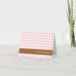 Tarjeta De Agradecimiento Cinta de gingham rosa bebé personalizada con foto 