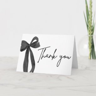 Tarjeta De Agradecimiento Cinta de lazo negro elegante moderna Coquette