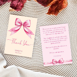 Tarjeta De Agradecimiento Cinta de lazo rosa bebé elegante y lindo