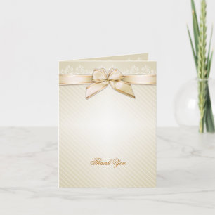 Tarjeta De Agradecimiento Cinta de marfil con rayas doradas en blanco