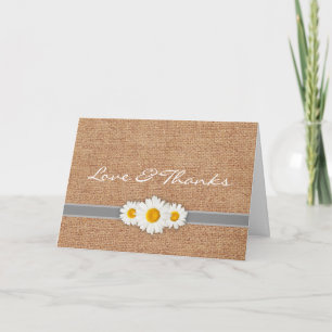 Tarjeta De Agradecimiento Cinta de margarita - Arpillera Gris y Blanco Graci