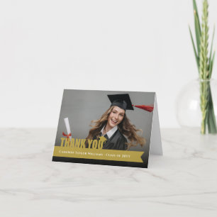 Tarjeta De Agradecimiento Cinta de superposición dorada Gorra de graduación 