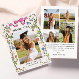 Tarjeta De Agradecimiento Cinta de vaca rosada de moda 5 fiesta de graduació