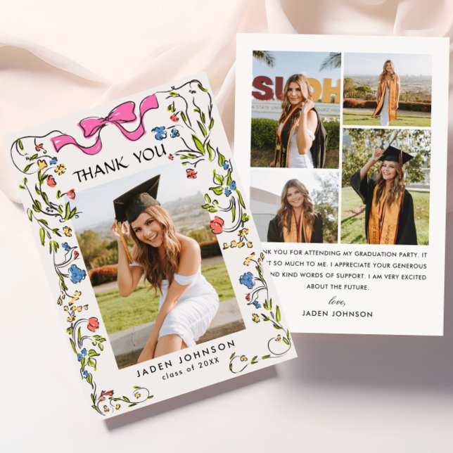 Tarjeta De Agradecimiento Cinta de vaca rosada de moda 5 fiesta de graduació (Subido por el creador)